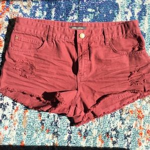 Billabong maroon denim high waist cutoff shorts